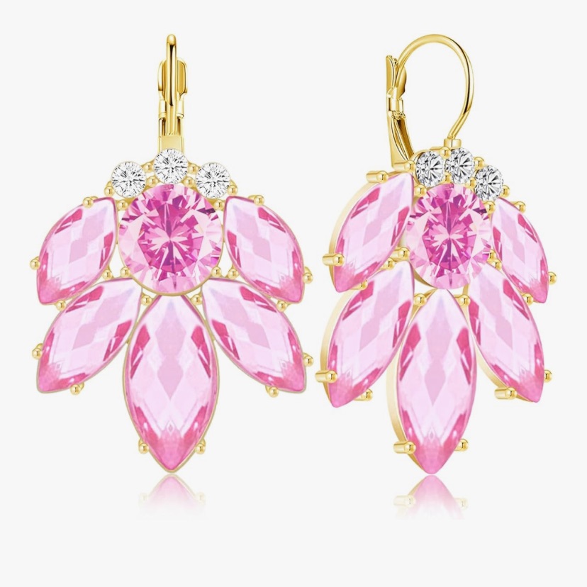 Crystal Leaf Dangle Earrings